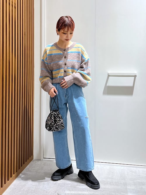 3サイズ展開XS-M】サイドカットタックワイドデニムパンツ【低身長