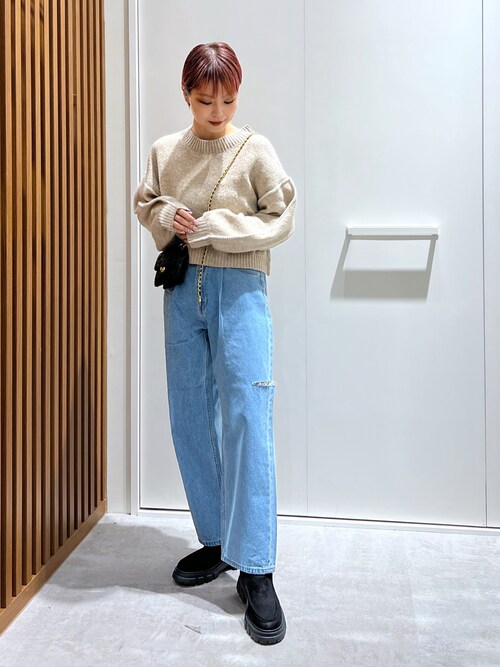 Sシリーズ対応】サイドカットタックワイドデニムパンツ（デニム