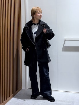 「アイテム（ピーコート）」を使った、aikaさん（レディース・158cm）の冬コーディネート