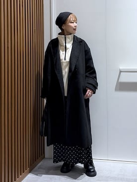 「ナロースカート」｜「アイテム（チェスターコート）」を使った、aikaさん（レディース・158cm）の冬コーディネート