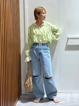 「FREE'S MART（フリーズマート）のアイテム（かごバッグ）」を使った、aikaさん（レディース・158cm）の春コーディネート