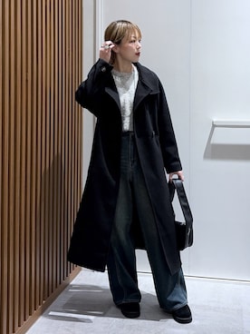 「アイテム（ステンカラーコート）」を使った、aikaさん（レディース・158cm）の秋コーディネート