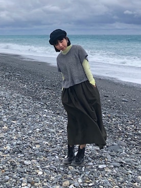 「Dr. Martens（ドクターマーチン）のアイテム（ブーツ、ブラック系）」を使った、Lynnさん（レディース・151cm）の冬コーディネート
