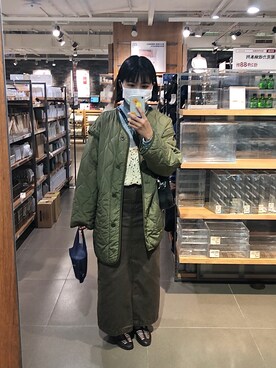 「BONLECILL（ボンルシール）のアイテム（ジャケット/アウター、グリーン系）」を使った、Lynnさん（レディース・151cm）の秋コーディネート