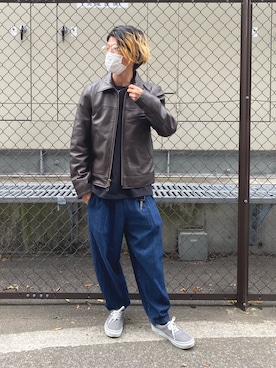 「アキコーデ」｜「アイテム（ブルゾン）」を使った、kkさん（メンズ・160cm）の秋コーディネート