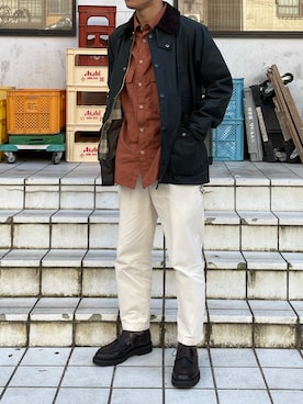 「バブアー」｜「アイテム（ナイロンジャケット）」を使った、田村海翔さん（メンズ・170cm）の秋コーディネート