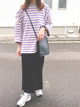 「パープル×黒」｜「アイテム（スカート）」を使った、miniiiiiさん（レディース・150cm）の秋コーディネート