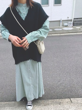 「coca（coca）（コカ）のアイテム（シャツワンピース）」を使った、miniiiiiさん（レディース・150cm）の春コーディネート