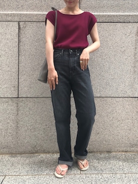 「RIVE DROITE（リヴドロワ）の【PHILIPPE AUDIBERT】バイカラーボリュームリング（リング）」を使った、アカネさん（レディース・155cm）の夏コーディネート