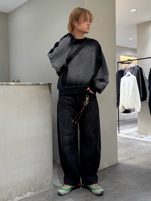 セール】シンセティックレザーナイロンコンビハーフムーンバッグ