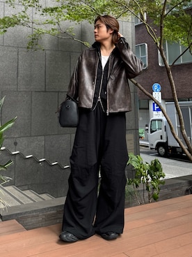 「アイテム（スウェットパンツ）」を使った、shunya kogaさん（メンズ・182cm）の秋コーディネート