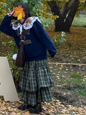 「アイテム（付け襟）」を使った、🌼さん（レディース・148cm）の秋コーディネート