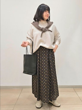 「アイテム（マフラー）」を使った、ICHINOSEさん（レディース・156cm）の秋コーディネート