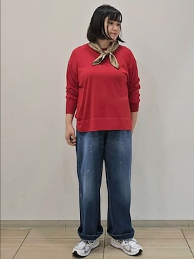 「アイテム（バンダナ/スカーフ、ベージュ系）」を使った、ICHINOSEさん（レディース・156cm）の秋コーディネート