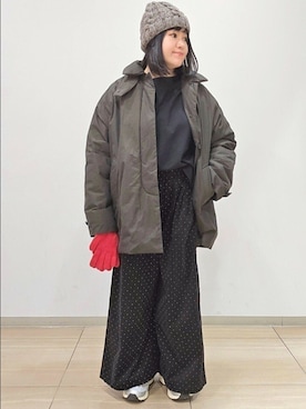 「アイテム（帽子）」を使った、ICHINOSEさん（レディース・156cm）の冬コーディネート