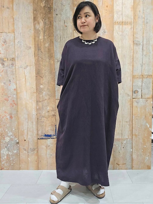 『2サイズ展開』リネンレーヨンワイドワンピース