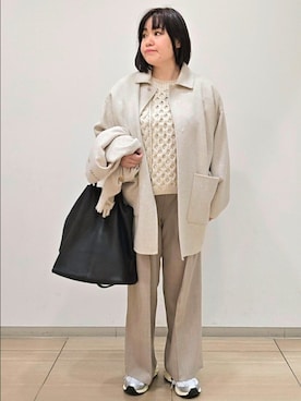 「アイテム（テーラードジャケット、パープル系）」を使った、ICHINOSEさん（レディース・156cm）の秋コーディネート