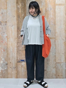 「アイテム（バッグ、レッド系）」を使った、ICHINOSEさん（レディース・156cm）の夏コーディネート