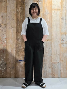 「骨格ストレート」｜「アイテム（オールインワン・サロペット）」を使った、一瀬　久美子さん（レディース・156cm）の夏コーディネート