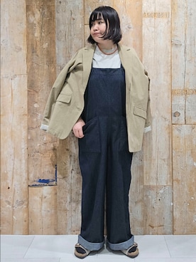 「かぐれ（カグレ）のアイテム（サロペット/オーバーオール）」を使った、ICHINOSEさん（レディース・156cm）の秋コーディネート