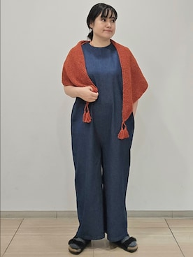 「アイテム（ストール/ショール）」を使った、ICHINOSEさん（レディース・156cm）の秋コーディネート