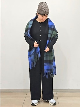 「アイテム（ニットキャップ/ビーニー、グレー系）」を使った、ICHINOSEさん（レディース・156cm）の冬コーディネート