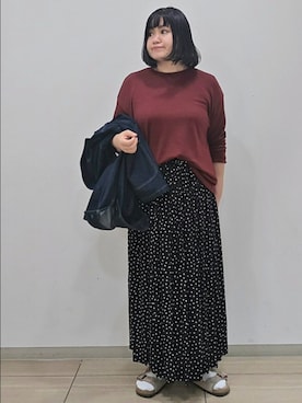 「アイテム（カバーオール）」を使った、ICHINOSEさん（レディース・156cm）の秋コーディネート