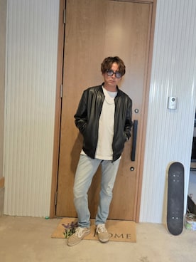 「ZARA（ザラ）のアイテム（ライダースジャケット）」を使った、kkazuhikoさん（メンズ・171cm）の秋コーディネート