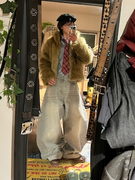 「KANGOL（カンゴール）のアイテム（帽子）」を使った、主食メロンパンさん（メンズ・165cm）の冬コーディネート