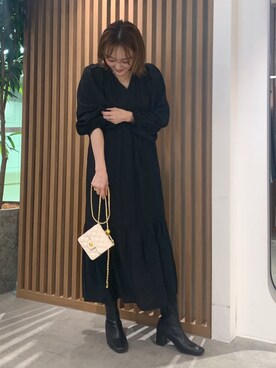 「カシュクールワンピース」｜yukaさん（レディース・160cm）の秋コーディネート
