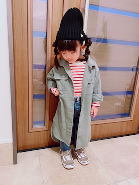 「petit main（プティマイン）のアイテム（ニットキャップ/ビーニー）」を使った、sora*haruさん（キッズ・100cm）の夏コーディネート