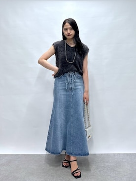 「アイテム（デニムスカート）」を使った、satolabonさん（レディース・165cm）の夏コーディネート