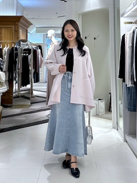 「アイテム（ノーカラーコート）」を使った、satolabonさん（レディース・165cm）の秋コーディネート