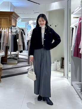 「アイテム（ノーカラージャケット）」を使った、satolabonさん（レディース・165cm）の秋コーディネート