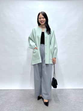 「アイテム（ノーカラーコート）」を使った、satolabonさん（レディース・165cm）の秋コーディネート