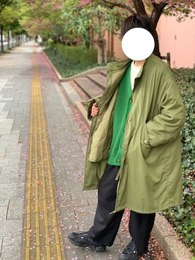 「CPCM（シーピーシーエム）のアイテム（モッズコート）」を使った、ひろさん（メンズ・170cm）の春コーディネート