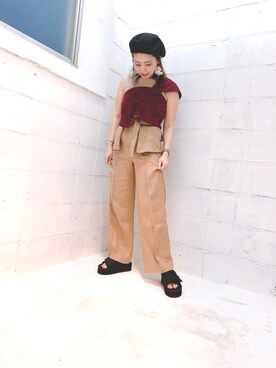 「AZUL（アズール）のアイテム（帽子）」を使った、しらたまさん（レディース・156cm）の夏コーディネート