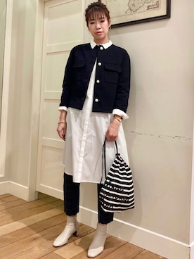 「ロングシャツ」｜「アイテム（その他アウター）」を使った、Miさん（レディース・170cm）の秋コーディネート