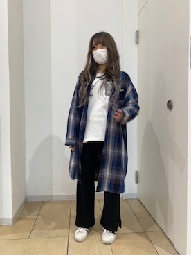 「AVIREX（アヴィレックス）のアイテム（シャツワンピース）」を使った、Aさん（レディース・155cm）の秋コーディネート