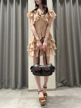 「アイテム（ワンピース/ドレス、オレンジ系）」を使った、ayuriさん（レディース・162cm）の夏コーディネート