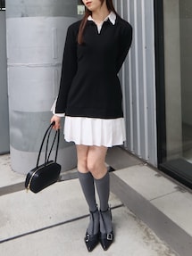 dazzlin　【POLO BCSコラボ】シャツレイヤードニットミニワンピース POLO BCSコラボ】シャツレイヤードニットミニワンピース ※BEIGE[品番