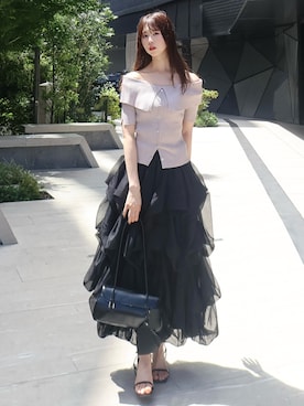 「アイテム（スカート、ブラック系）」を使った、ayuriさん（レディース・162cm）の夏コーディネート