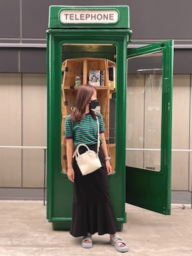 「quartierglam（カルチェグラム）のquartierglam　PLATFORM PADDED SANDAL（サンダル）」を使った、RINさん（レディース・153cm）の夏コーディネート