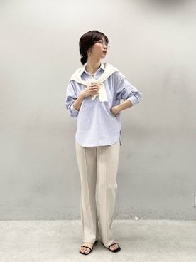 「LARUTA（ラルータ）の【LARUTA】ボンディングセミフレアパンツ（その他パンツ、ベージュ系）」を使った、Haruさん（レディース・160cm）の春コーディネート