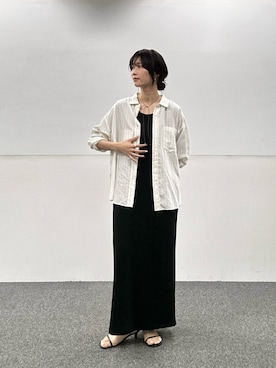 「LARUTA（ラルータ）の【LARUTA】［Web限定］マットポンチアメスリワンピ（ワンピース、ブラック系）」を使った、Haruさん（レディース・160cm）の夏コーディネート
