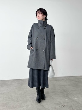 「アイテム（ステンカラーコート、グレー系）」を使った、Haruさん（レディース・160cm）の冬コーディネート