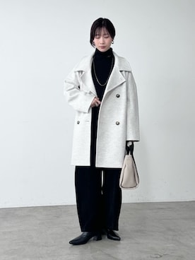 「アイテム（ステンカラーコート、グレー系）」を使った、Haruさん（レディース・160cm）の冬コーディネート