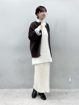 「アイテム（ノーカラーコート）」を使った、Haruさん（レディース・160cm）の秋コーディネート
