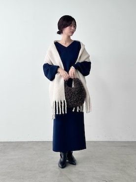「アイテム（ストール/ショール）」を使った、Haruさん（レディース・160cm）の冬コーディネート