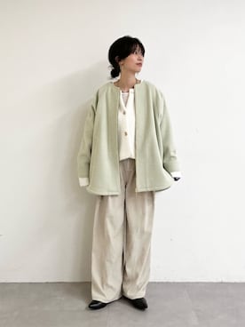 「アイテム（ノーカラージャケット）」を使った、Haruさん（レディース・160cm）の夏コーディネート